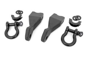 Chevrolet Silverado 1500 Tow Hook to Shackle Conversion Kit - Front - Rough Country - D-Ring Combo - Black - '19-'22 Chevrolet Silverado 1500 Tow Hook to Shackle Conversion Kit - Front - Rough Country - D-Ring Combo - Black - '19-'22